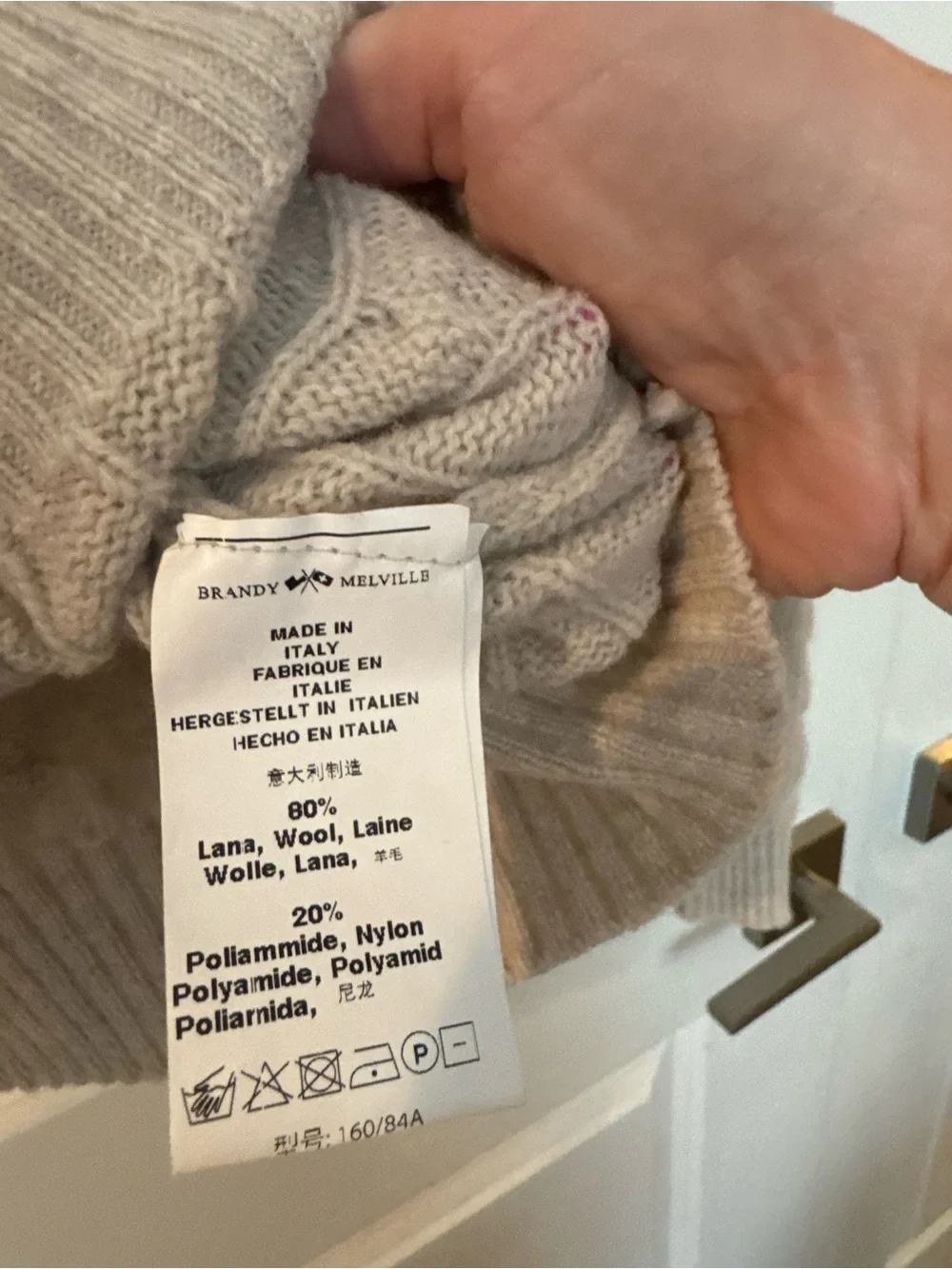 Brandy Melville Olsen Wool Cable-Knit Crewneck Sweater - gray